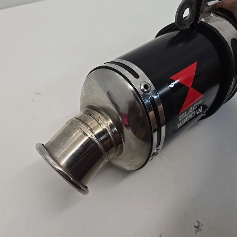 Black Widow Motorcycle Exhaust Silencer End Can 51mm Inlet - Image 2