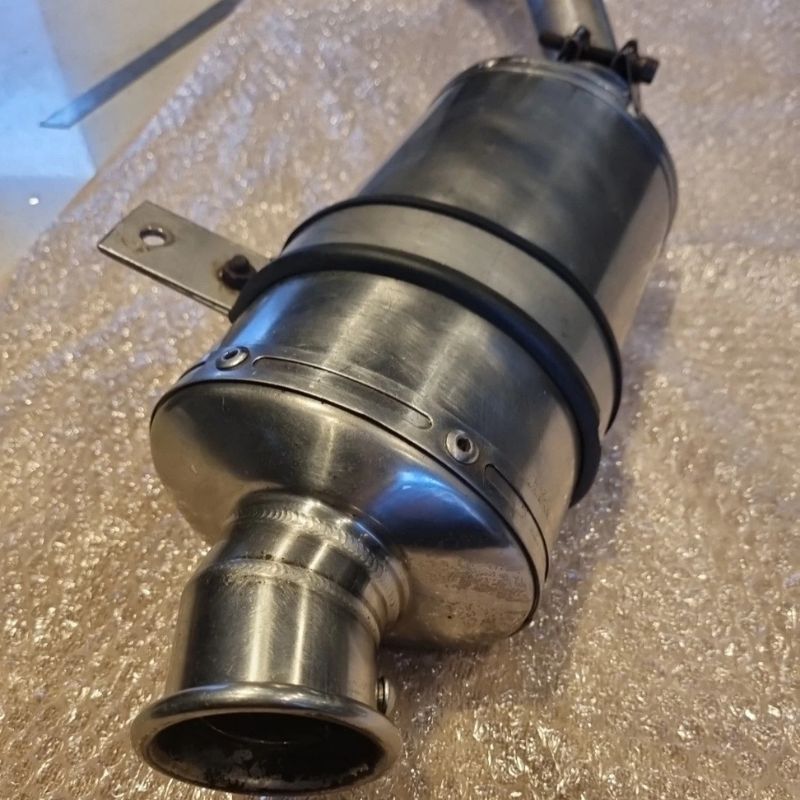 Black Widow Motorcycle Exhaust Silencer End Can Silver