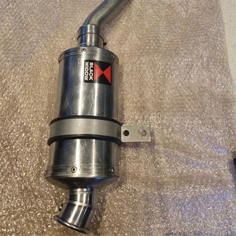 Black Widow Motorcycle Exhaust Silencer End Can Silver