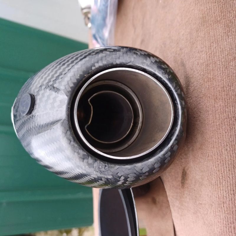 Black Widow Oval 200mm Stainless + Carbon Exhaust Silencer (1)